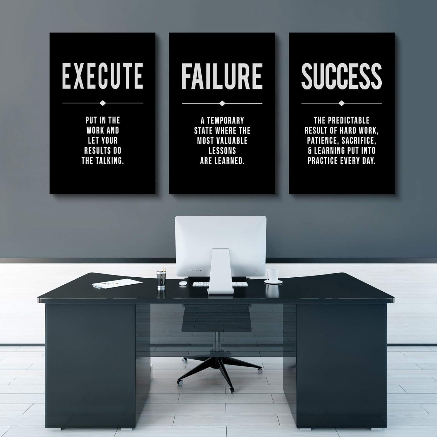 Black and White Motivational Quote Canvas Wall Art Set