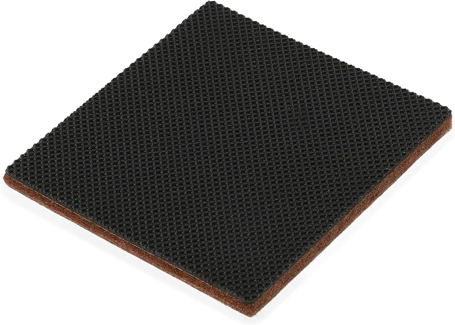 16-Pack 3" Non Slip Self Stick Rubber Felt Square Furniture Protector Pads, Black