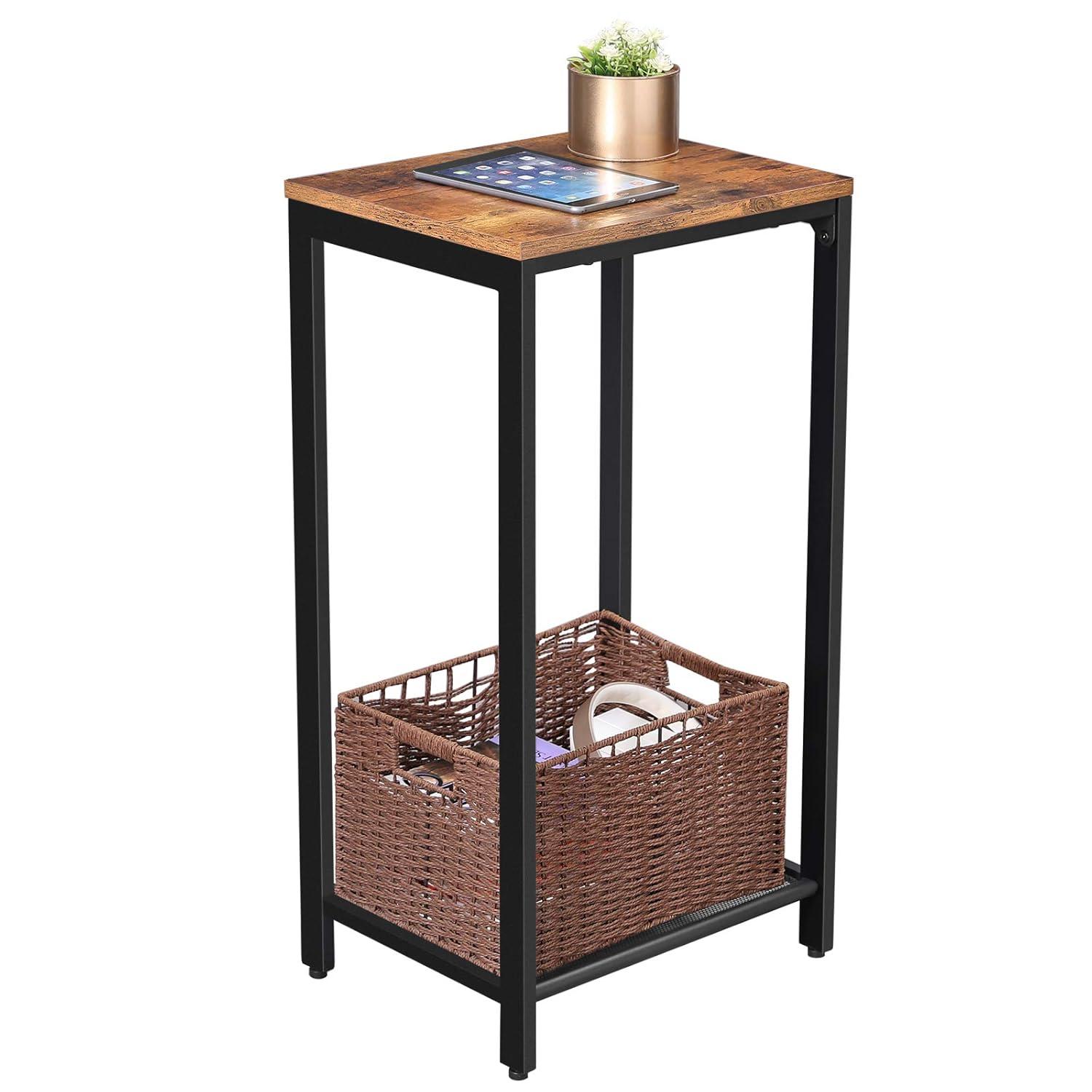 VASAGLE INDESTIC Side Table Space Saving Industrial Rustic Brown and Black