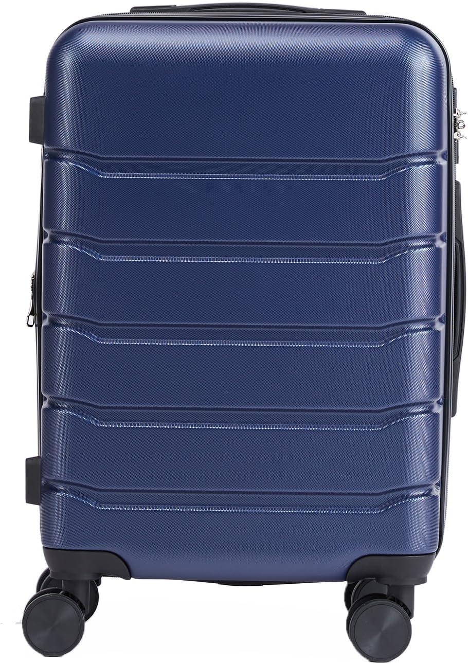 20-Inch Hardside Luggage with 4 Double Spinner Wheels, Expandable and TSA Lock, Hard Shell Lightweight Roller Suitcase, Blue