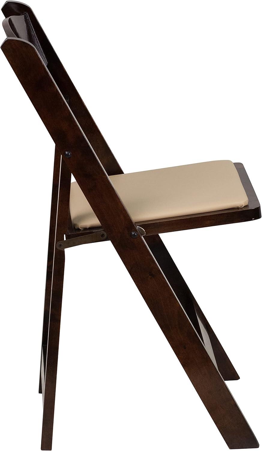 Flash Furniture HERCULES Series Fruitwood Wood Folding Chair with Vinyl Padded Seat