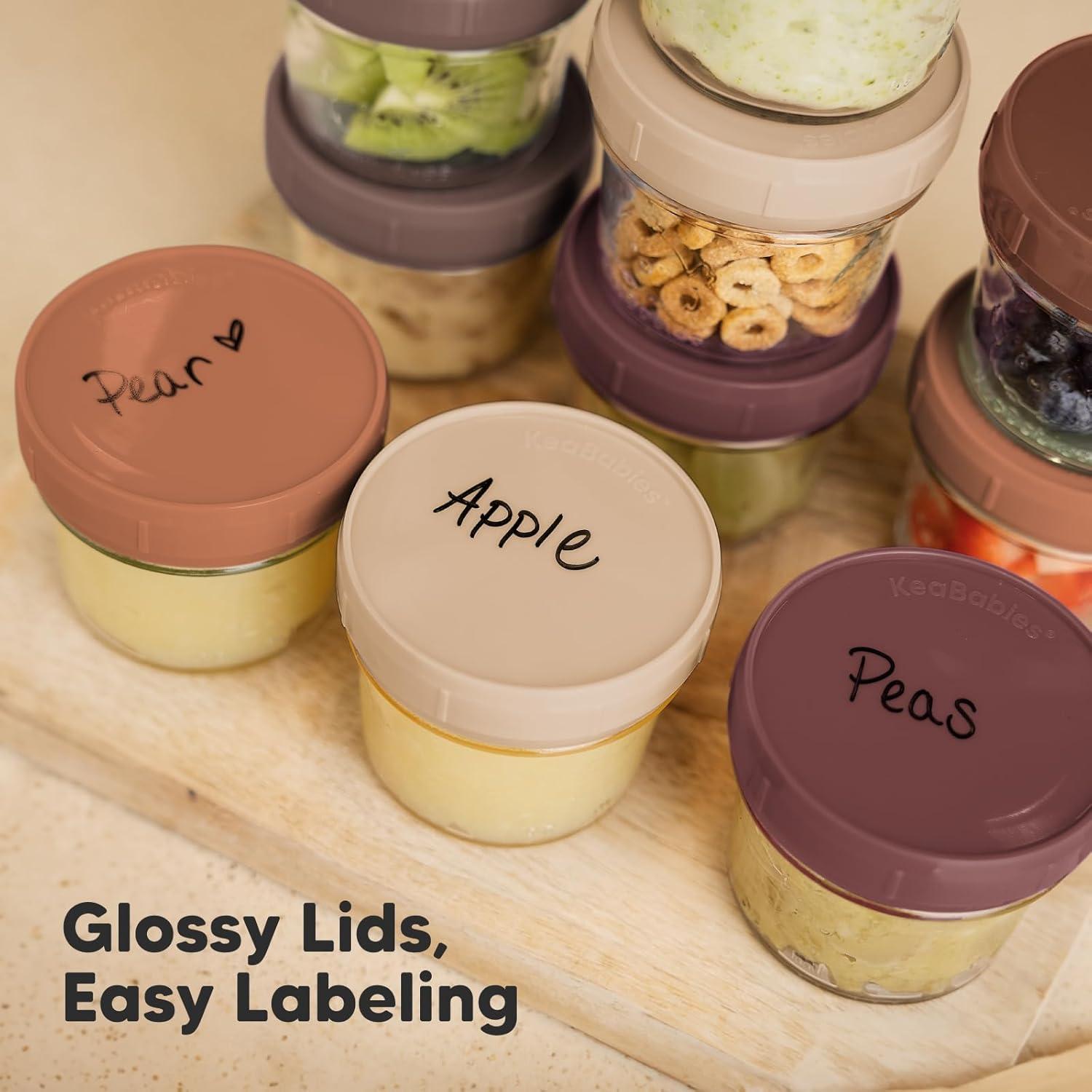 12pk Prep Baby Food Storage Containers, 4 oz Leak-Proof, BPA Free Glass Baby Food Jars for Feeding  (Terracotta)