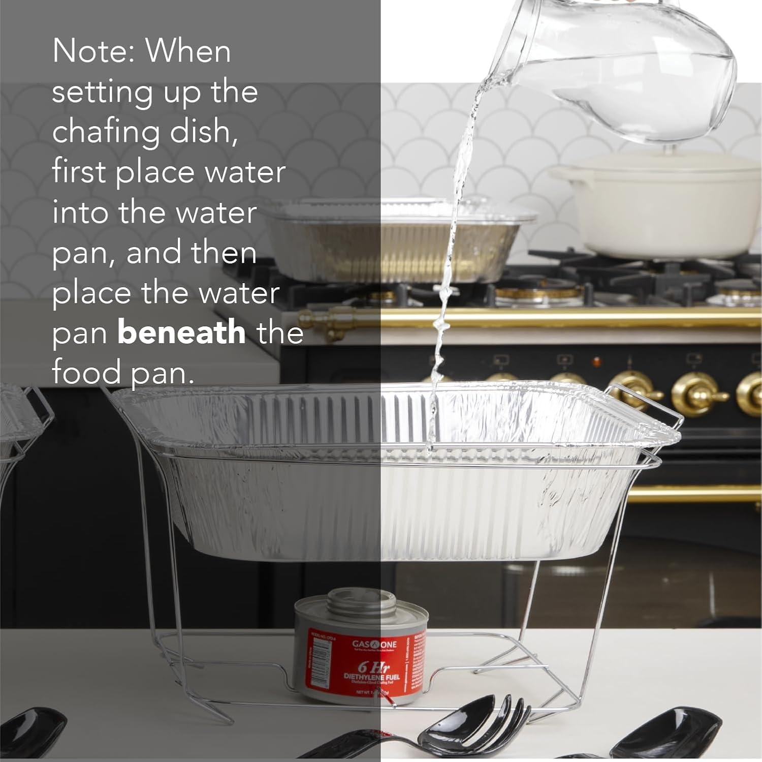 ALPHA LIVING Disposable Chafing Dish Buffet Set, Food Warmers for Parties, 6hr Fuel Cans Complete