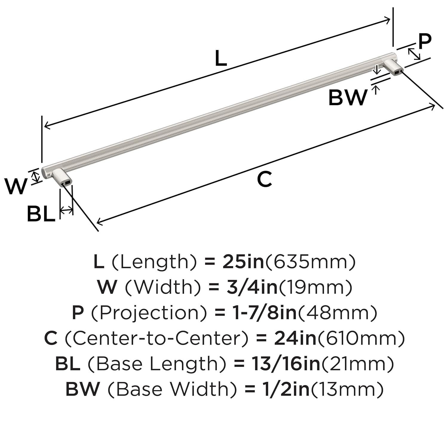 Amerock Bronx 24 inch (610mm) Center-to-Center Polished Nickel Appliance Pull