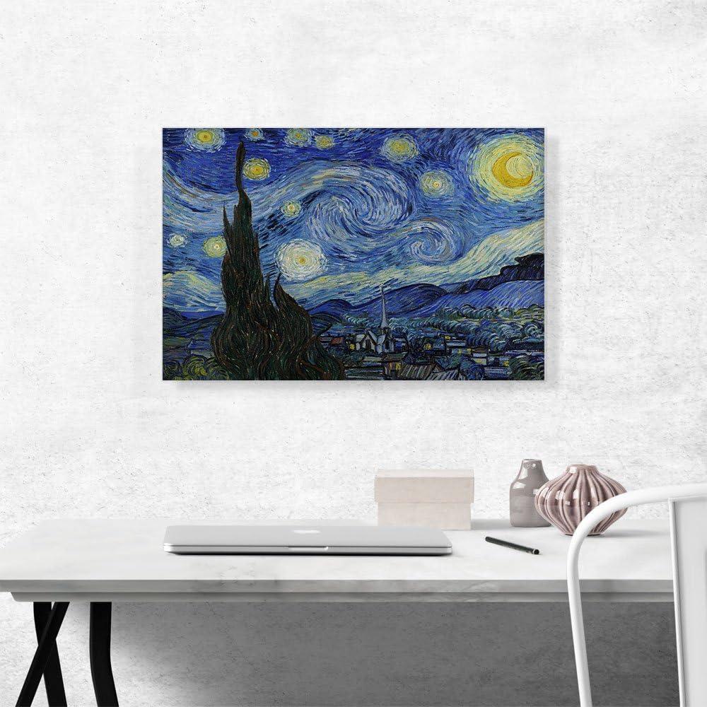 ARTCANVAS The Starry Night - Square 1889 Canvas Art Print by Vincent Van Gogh - Size: 26" x 26" (0.75" Deep)