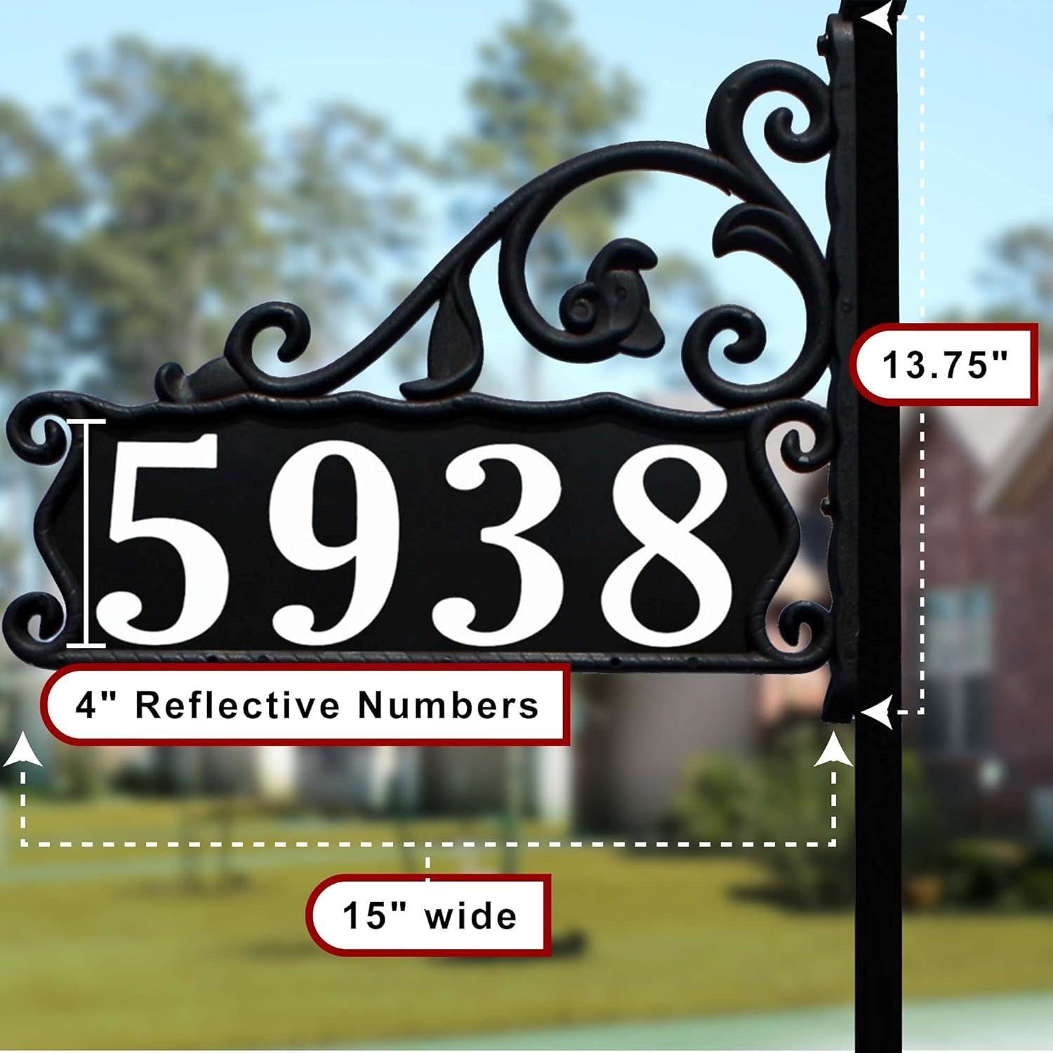 Address America USA HandCrafted, Double-Sided Boardwalk Reflective Address Sign 47" Post