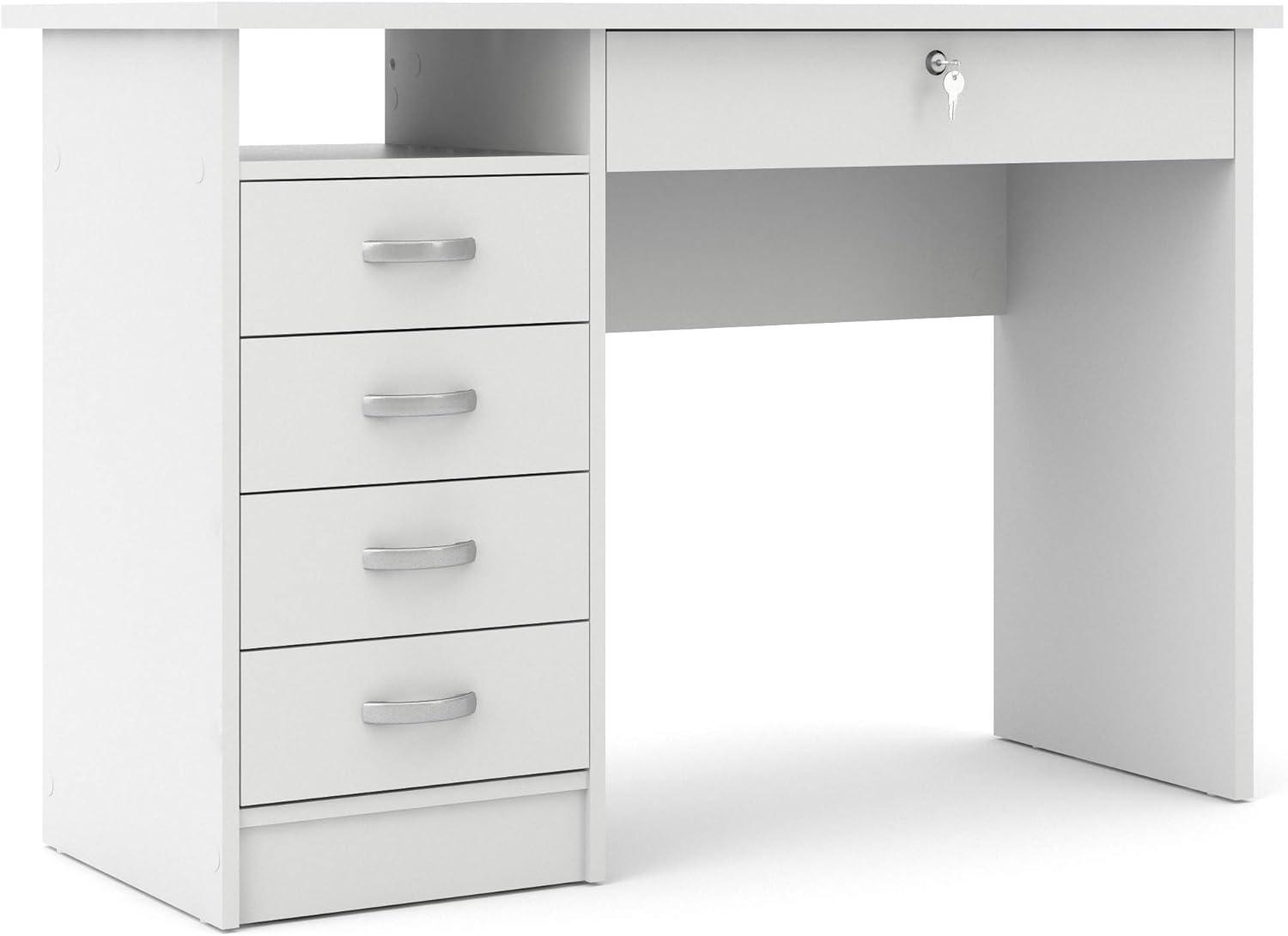 Walden White Engineered Wood Desk with 5 Drawers