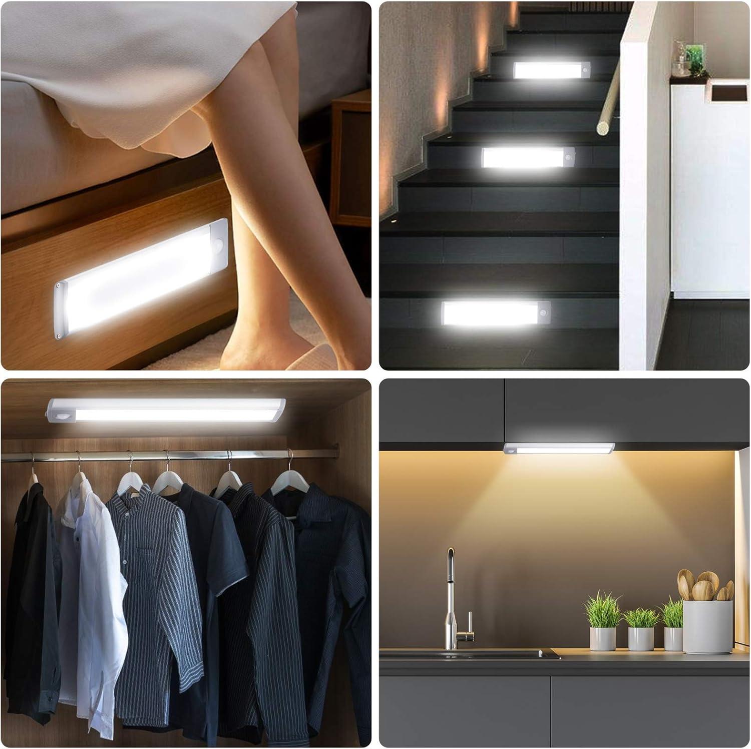 LEPOTEC 2022 30 LED Under Counter Closet Lighting, Pantry Light, LED Motion Sensor Cabinet Light Battery Powered Operated Light 2500mah Rechargeable Wireless Motion Sensor Closet Light