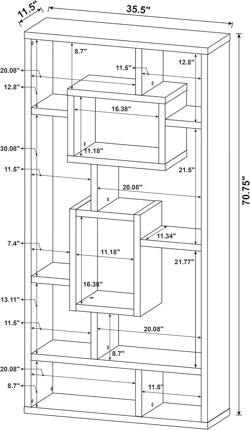 Howie Espresso 10-Shelf Geometric Bookcase