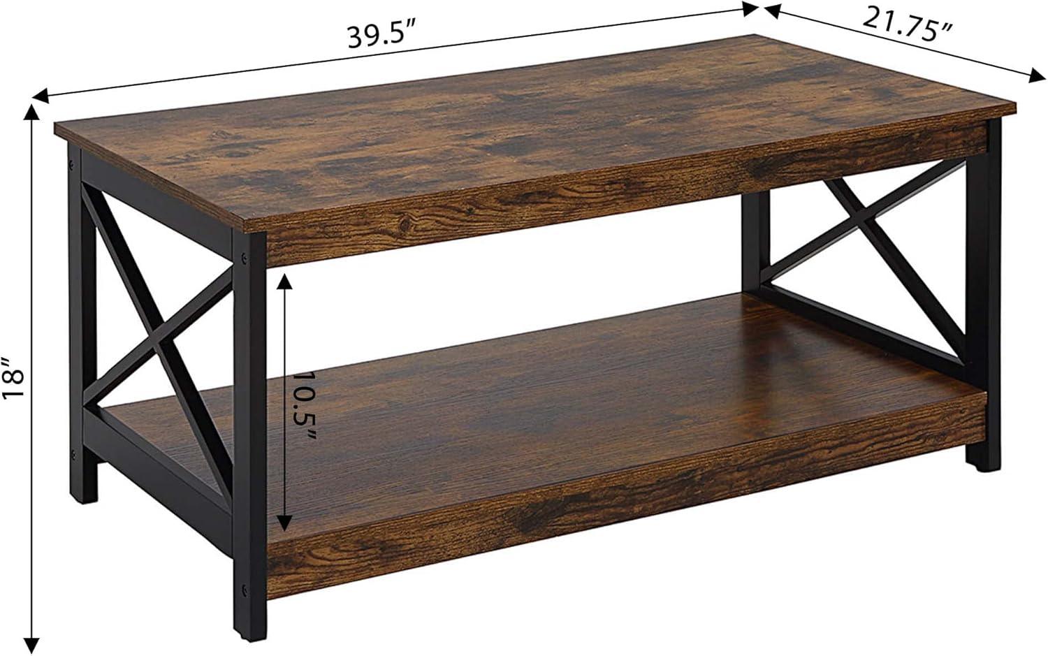 Convenience Concepts Oxford Coffee Table with Shelf, Barnwood/Black