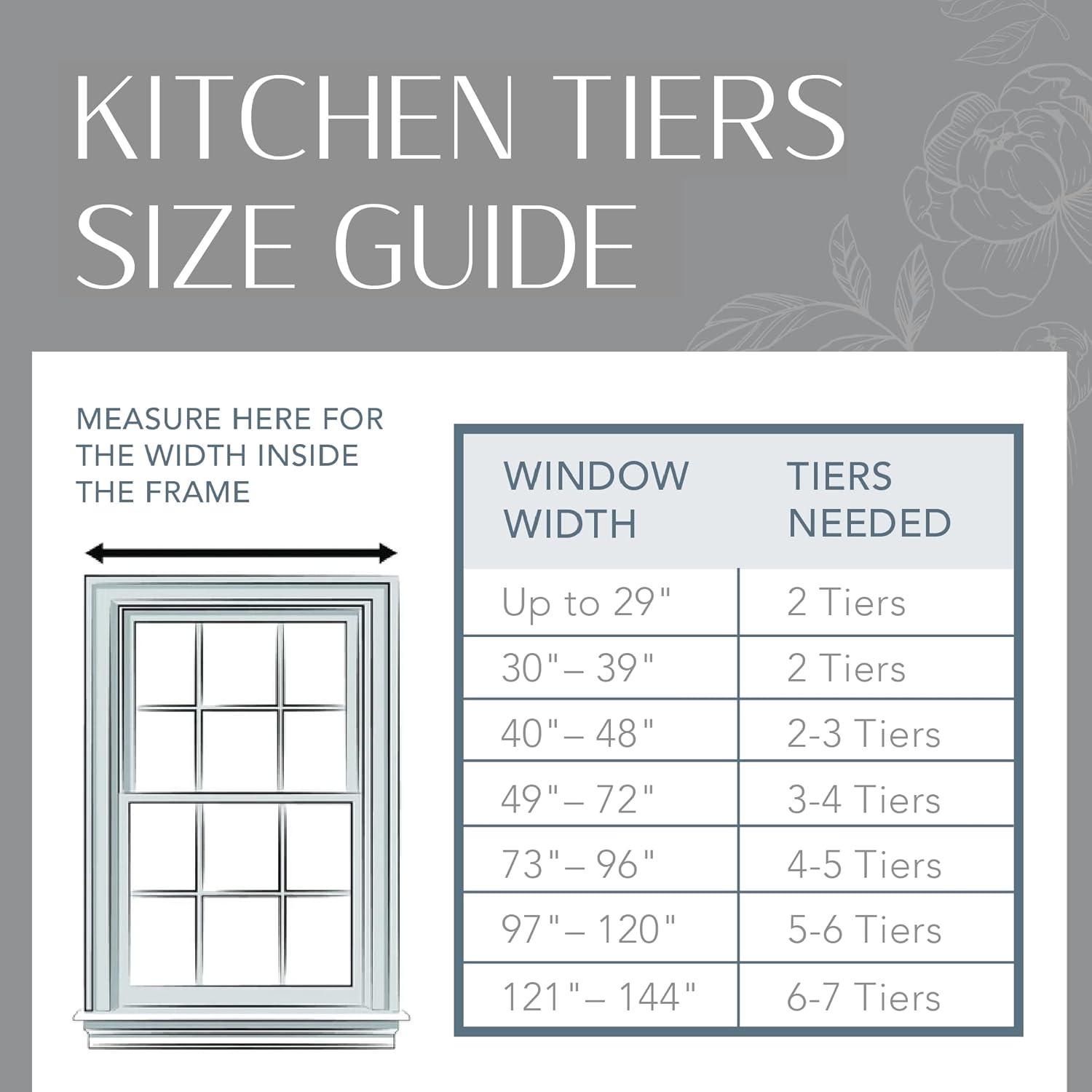 Tucker Ticking Stripe Button Tab Top Window Kitchen Tier Set of 2 - 30" x 24" - Linen - Elrene Home Fashions