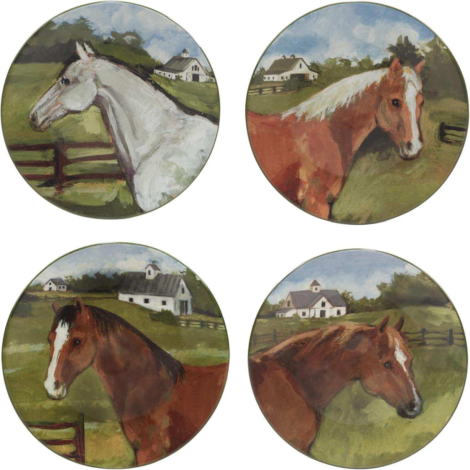 Set of 4 York Stables Assorted Salad/Dining Plates - Certified International