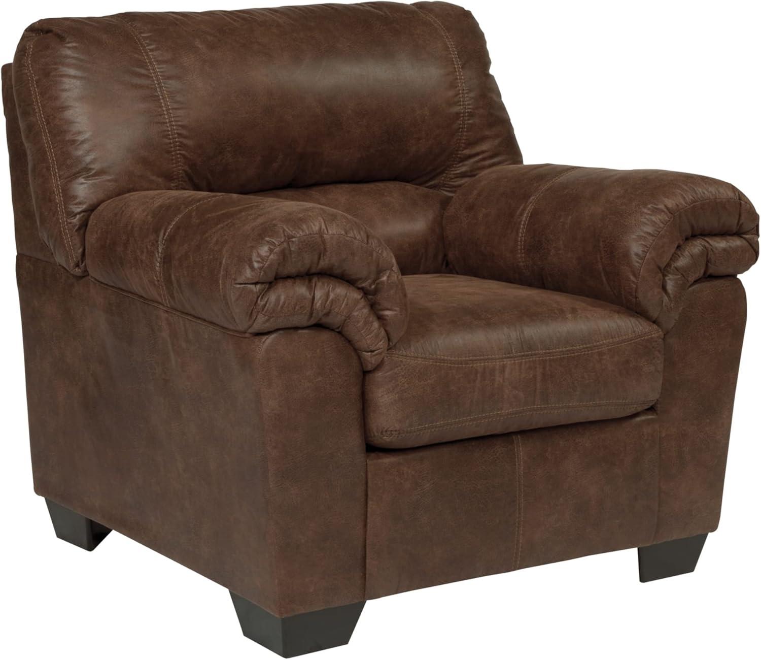 Traditional Bladen Oversized Faux Leather Armchair in Coffee