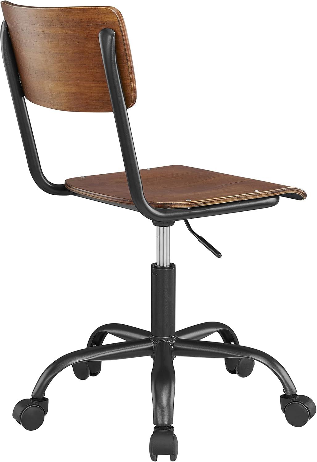 Adjustable Walnut & Metallic Gunmetal Office Chair