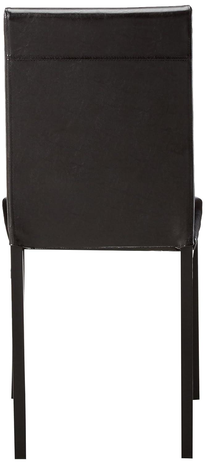 Roundhill Furniture Noyes Faux Leather Seat Metal Frame Dining Chairs, Black, Set of 4