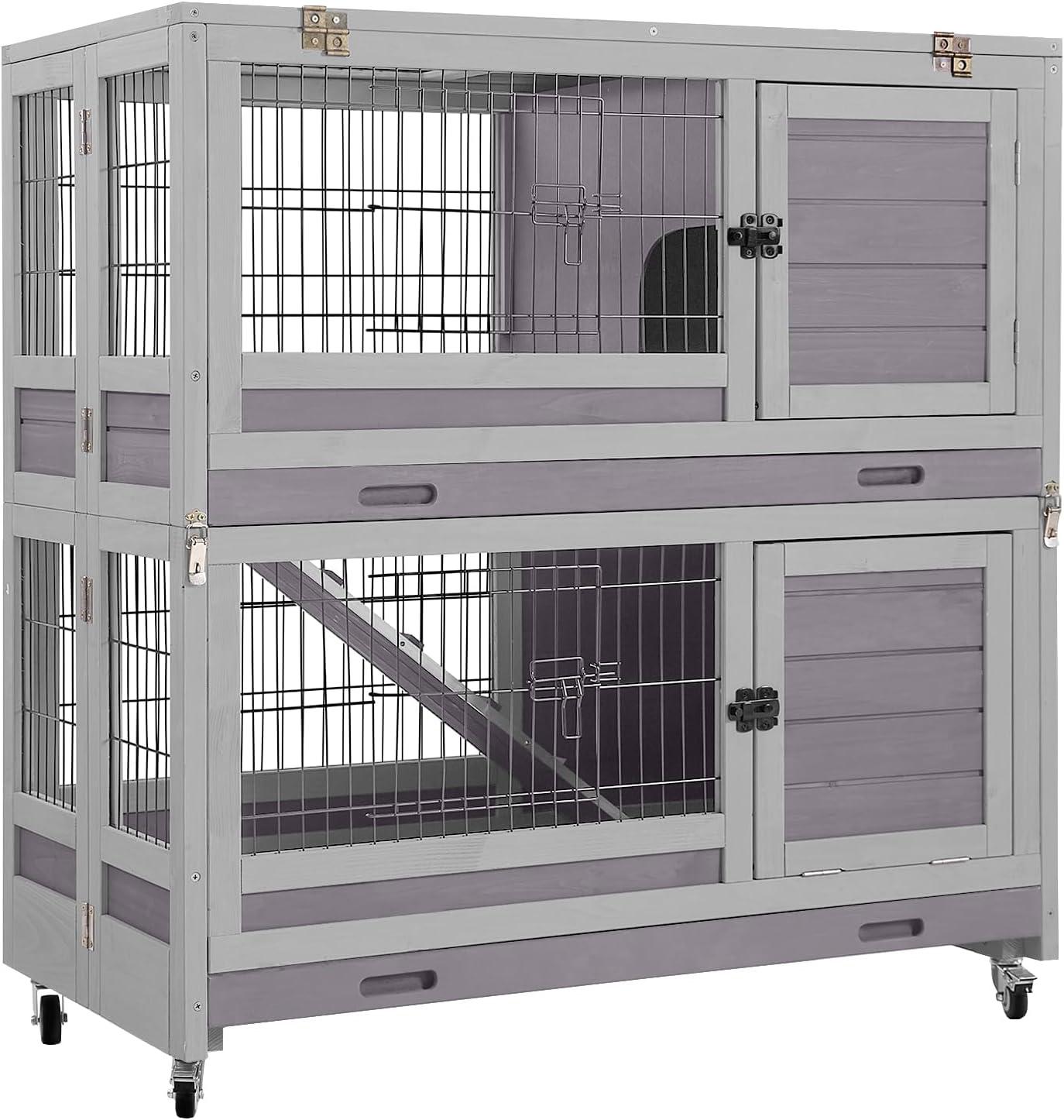 Aivituvin Folding Rabbit Hutch | Outdoor Bunny Cage (Inner Space 14.1 ft²)-AIR18-F