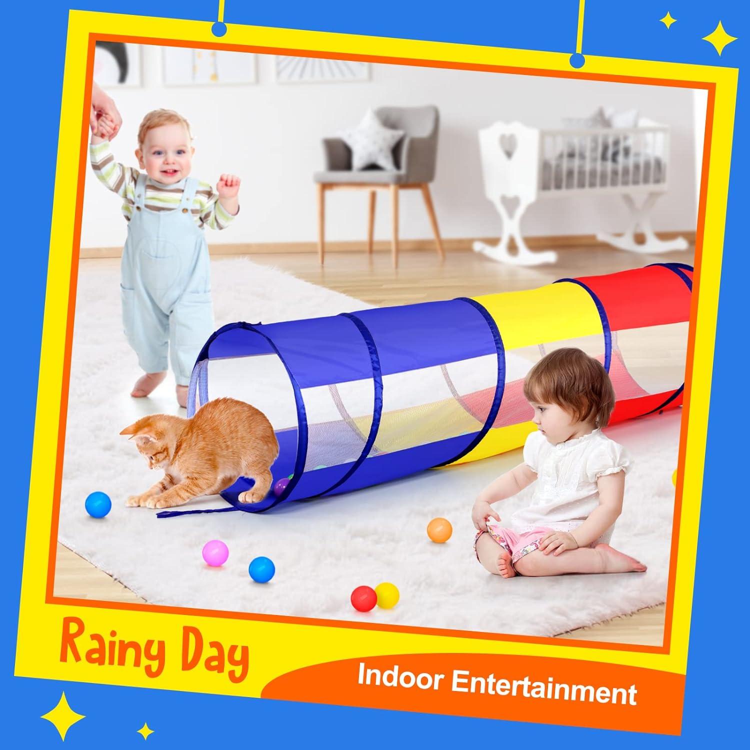 Colorful 6-Foot Pop-Up Kids Play Tunnel with Mesh Sides