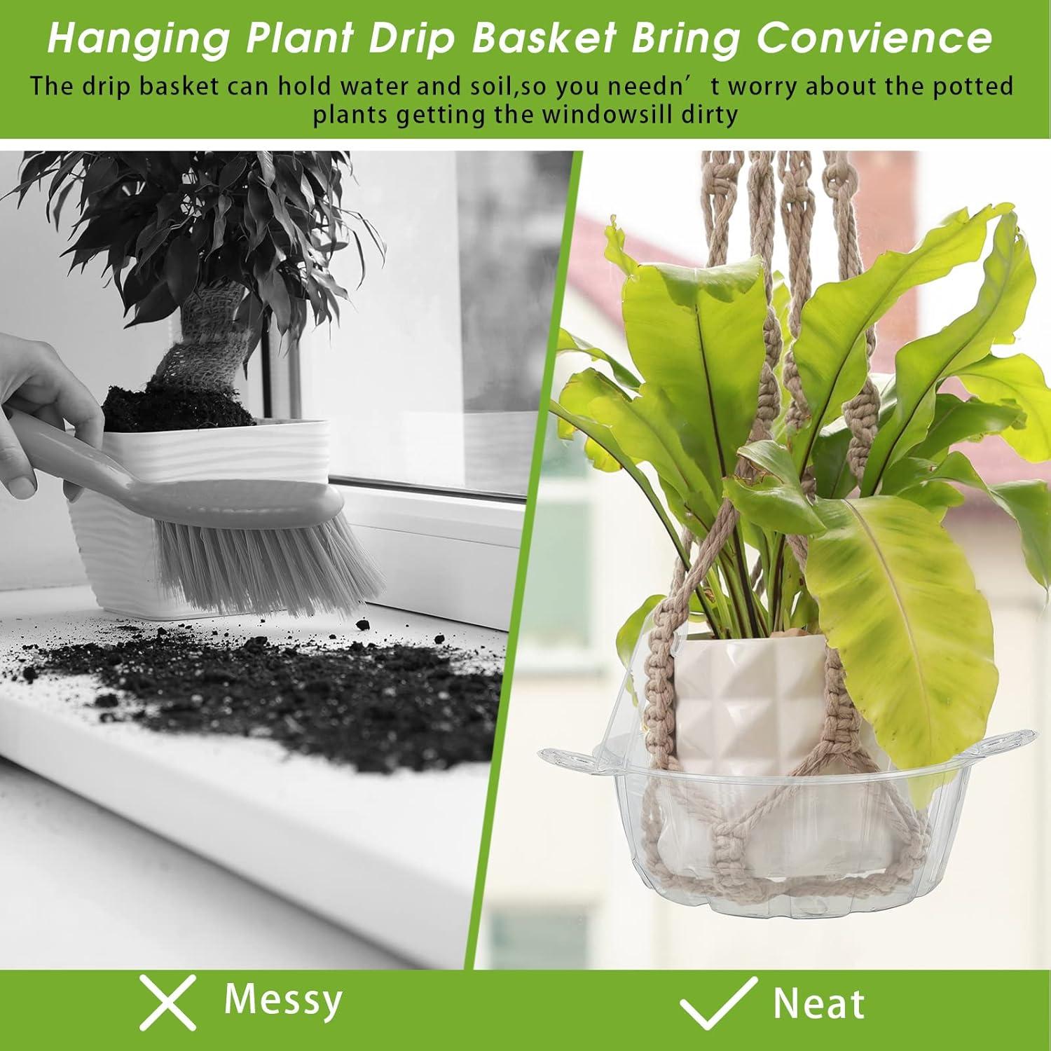 Arlmont & Co. 20 Pcs Hanging Plant Drip Trays Hanging Basket Water Catcher Plant Saucer Drip Pan Clear Plant Hangers For Hanging Planter Outdoor Indoor