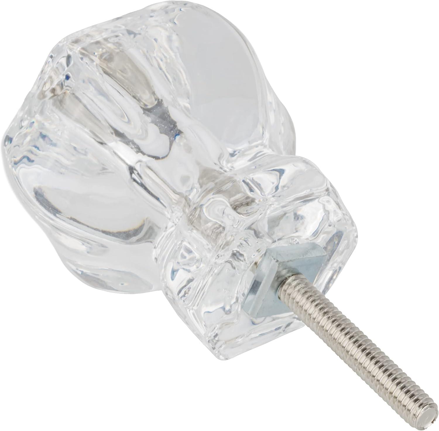 Depression Era Hexagonal Clear Glass Drawer Knob | Diameter: 1-1/2" | Handle for Antique Cabinet Door, Dresser Drawer, Desk | Reproduction Furniture Hardware | UA-964-CL