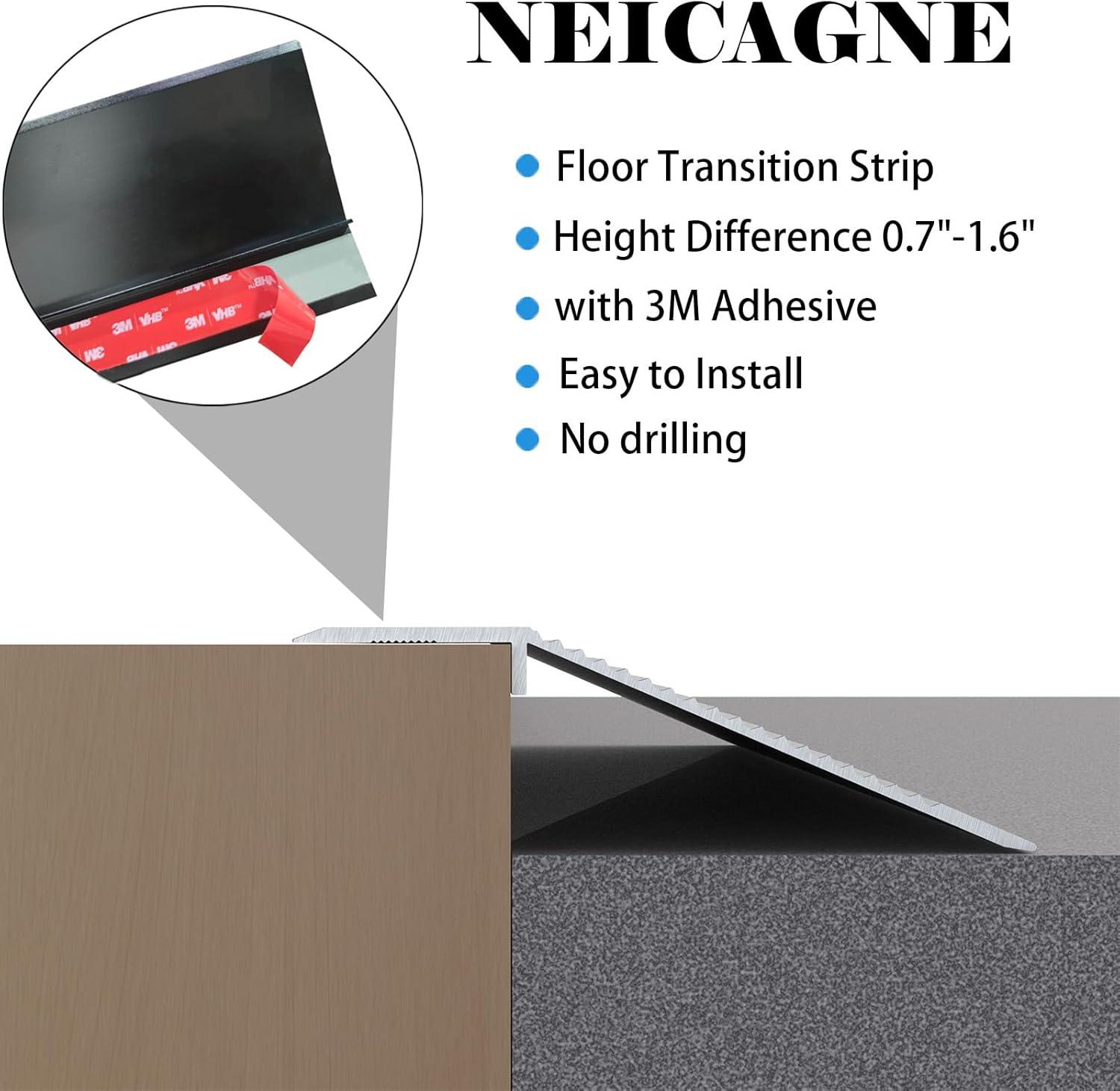 Floor Transition Strip - Aluminum Transition Strips for Doorway, 36 Inch Adhesive Flooring Transitions, Doorway Edge Trim Suitable for Threshold Height Less Than 1.6 Inch
