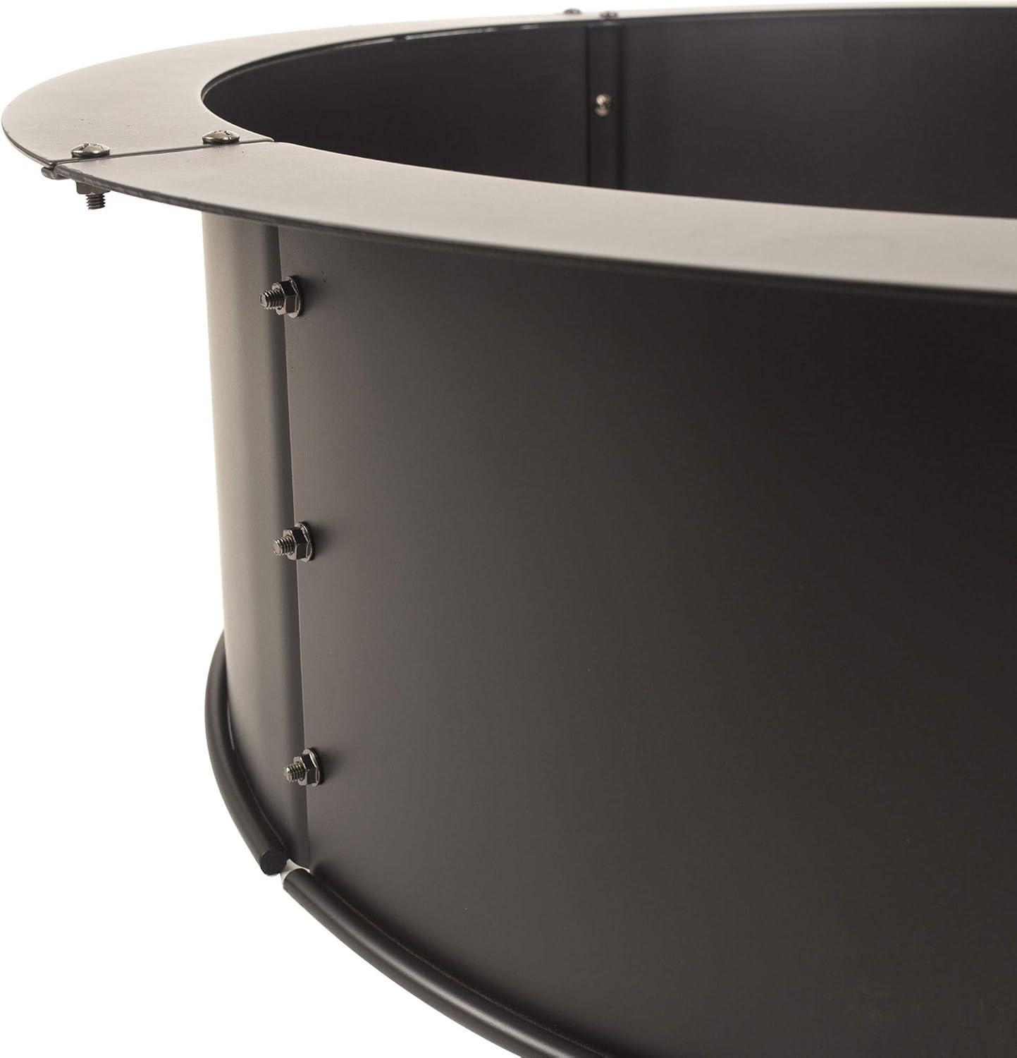 Black 33.5" Solid Steel Free-Standing Fire Pit