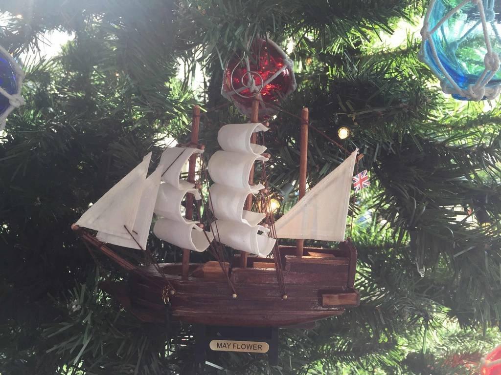 Handcrafted Model Ships  Wooden Mayflower Model Ship Christmas Tree Ornament