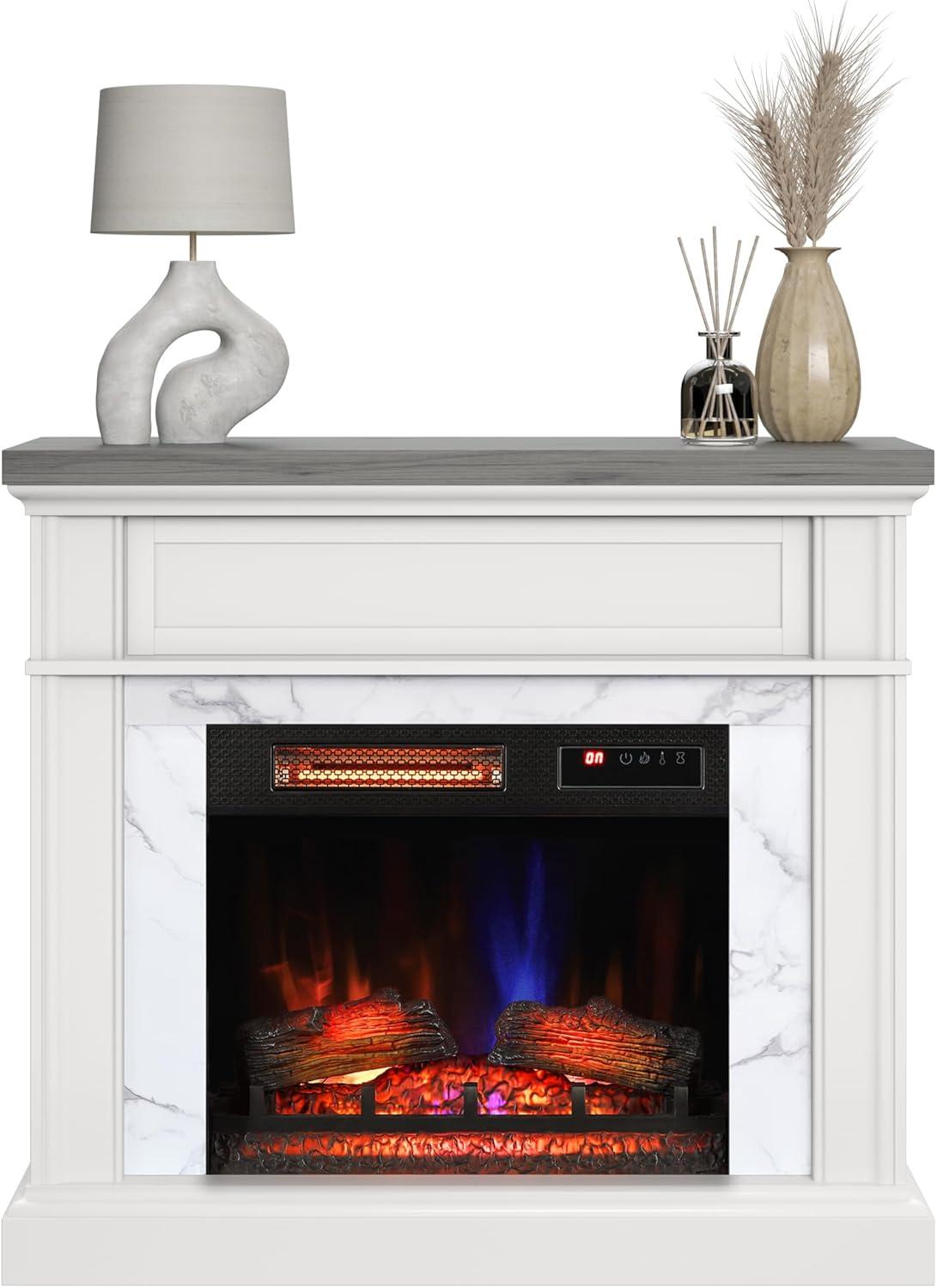 duraflame Wall Mantel Electric Fireplace, Bright White