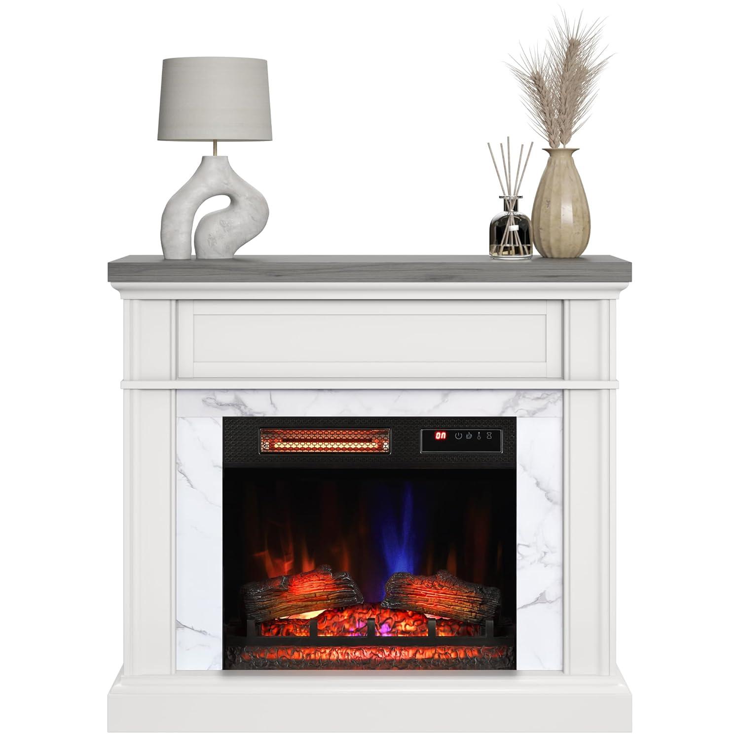 duraflame Wall Mantel Electric Fireplace, Bright White