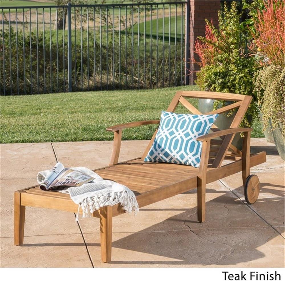 Outdoor  Finished Acacia Wood Chaise Lounge