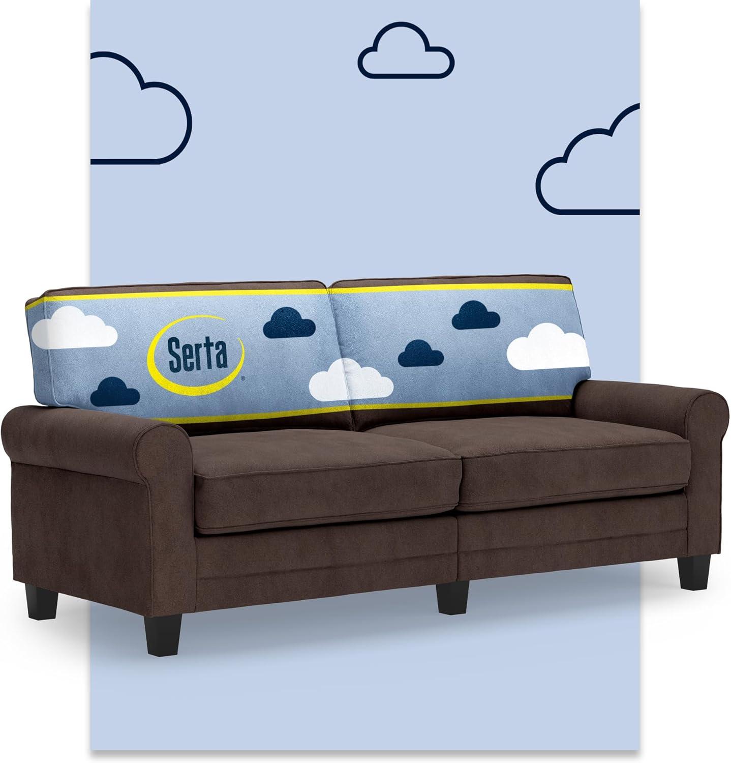 Serta Copenhagen 78" Rolled Arm Sofa, Easy Care Fabric, Soft Pillow Back, Pocket Coil Seat Cushions