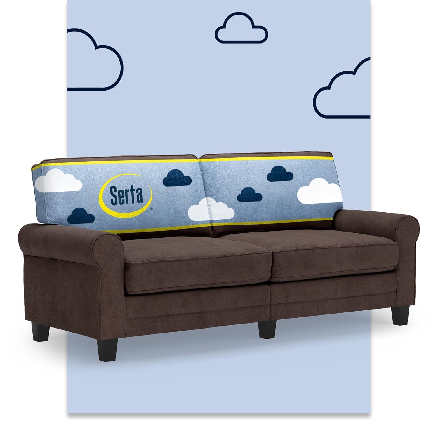 Serta Copenhagen 78" Rolled Arm Sofa, Easy Care Fabric, Soft Pillow Back, Pocket Coil Seat Cushions