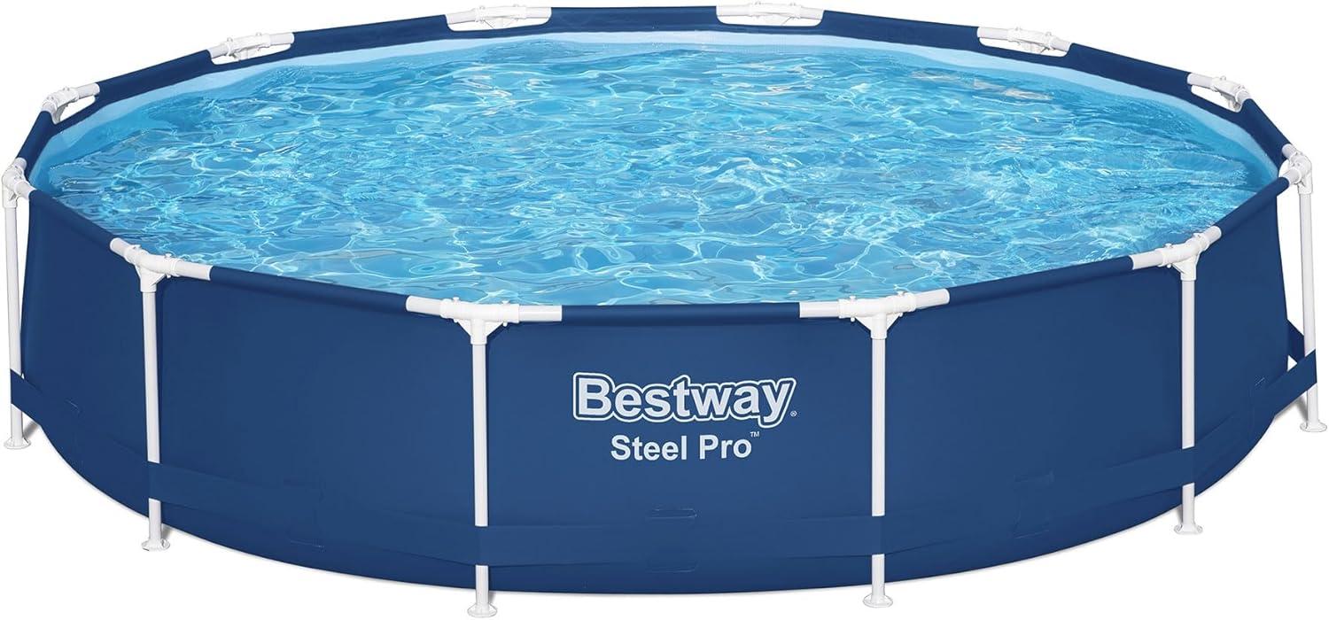 Bestway Steel ProRectangular Metal Frame Above Ground Outdoor Backyard Swimming Pool