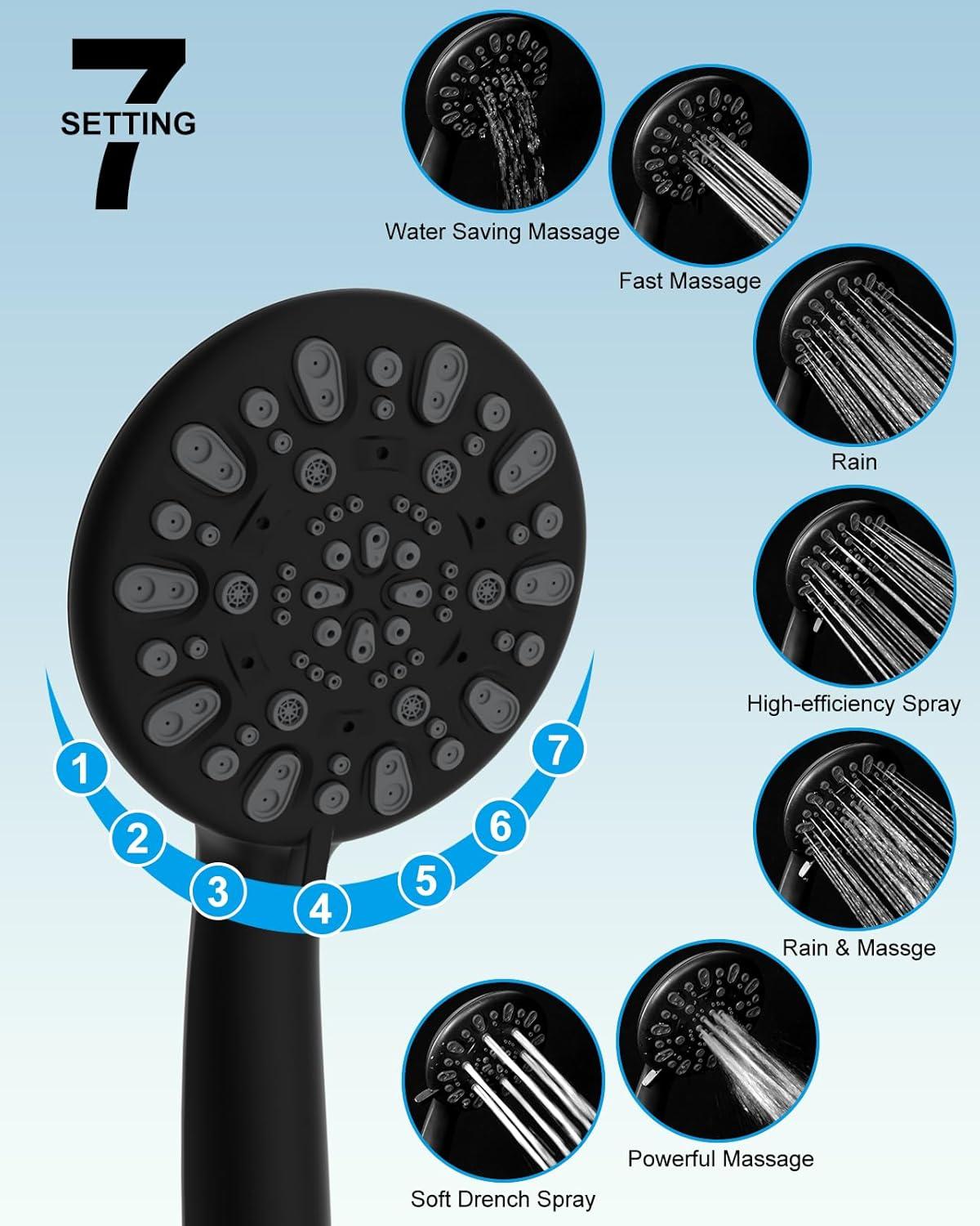 Hibbent Dual Shower Head Combo with Metal 8 Inch High Pressure Rainfall Shower Head  and Handheld Shower SCW01-HS070-SS080-CP
