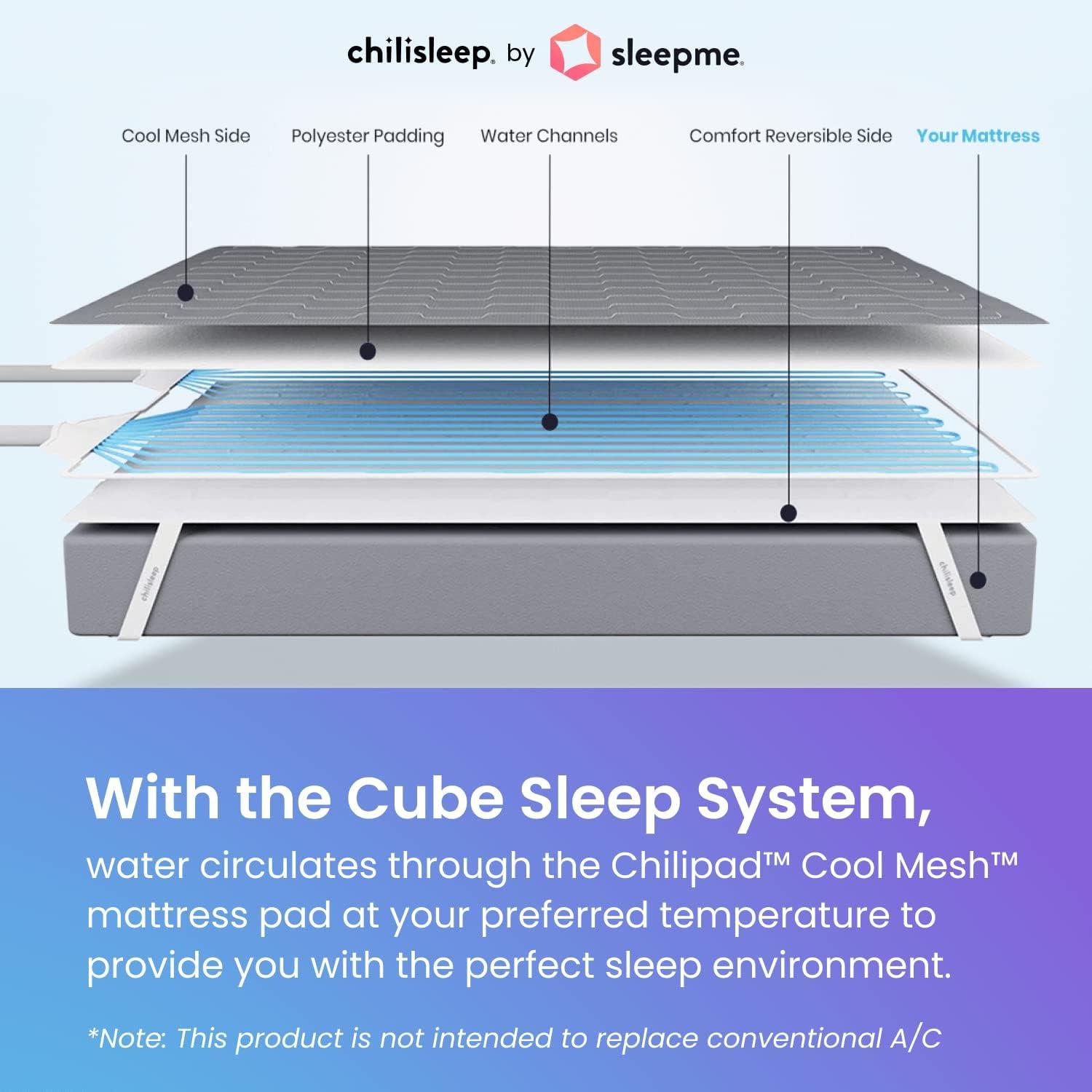 Chilipad Cube Bed Cooling System - Cooling & Heating Mattress Topper, ME Half Queen Bedsize