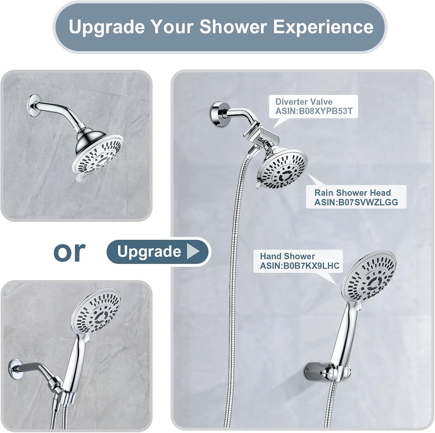 BRIGHT SHOWERS Handheld Shower Head Holder Hand Shower Wall Bracket, Adjustable Shower Wand Holder, Universal 1/2 in Male Female Shower Hose Holder, Chrome