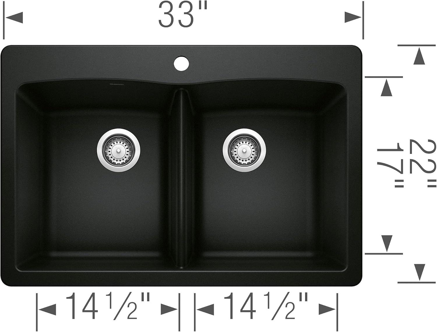 Diamond SILGRANIT 33" L x 22" W Double Bowl Drop-In/Undermount Kitchen Sink