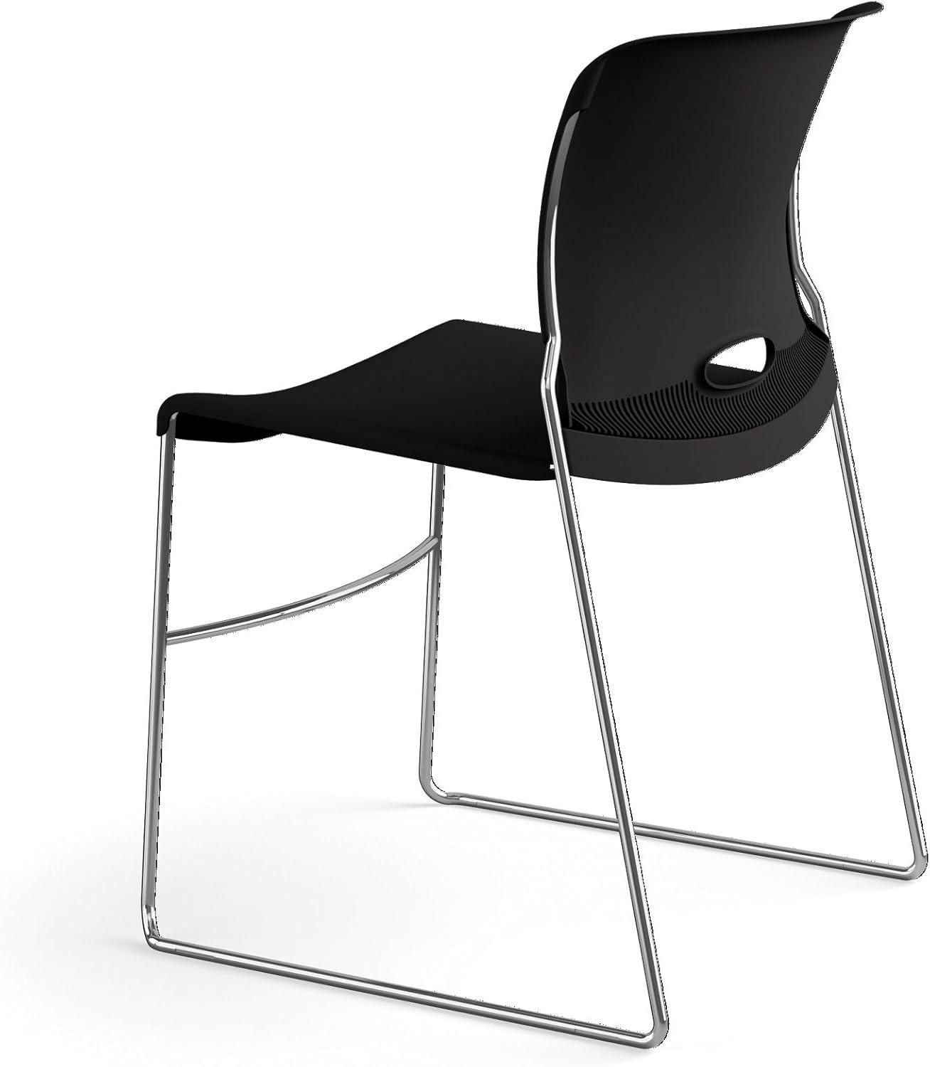 Onyx Armless Metal Stacking Chair with Lumbar Support