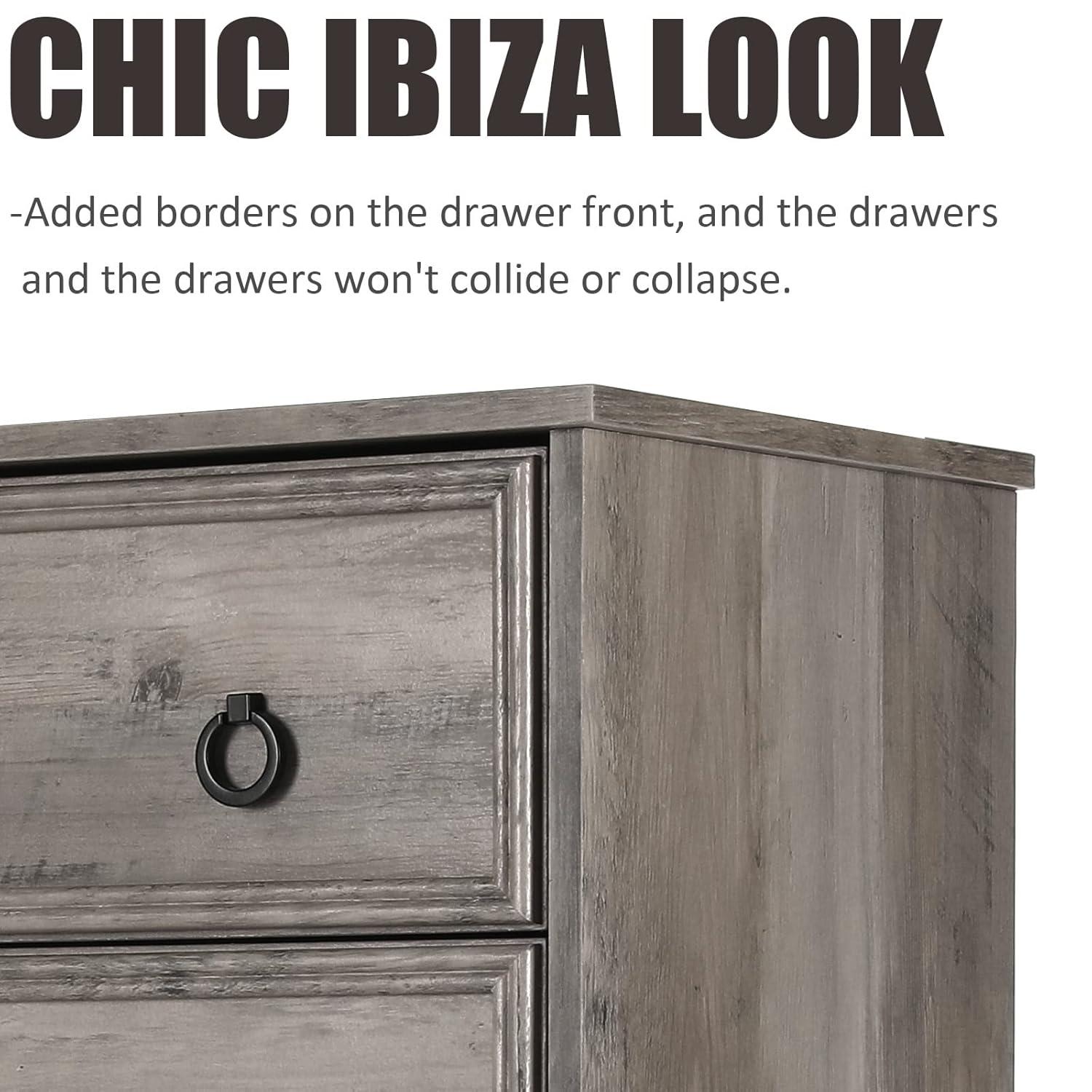 6 Drawer Dresser, Tall Wood Chest of Drawers Dressers for Bedroom, Living Room, Gray