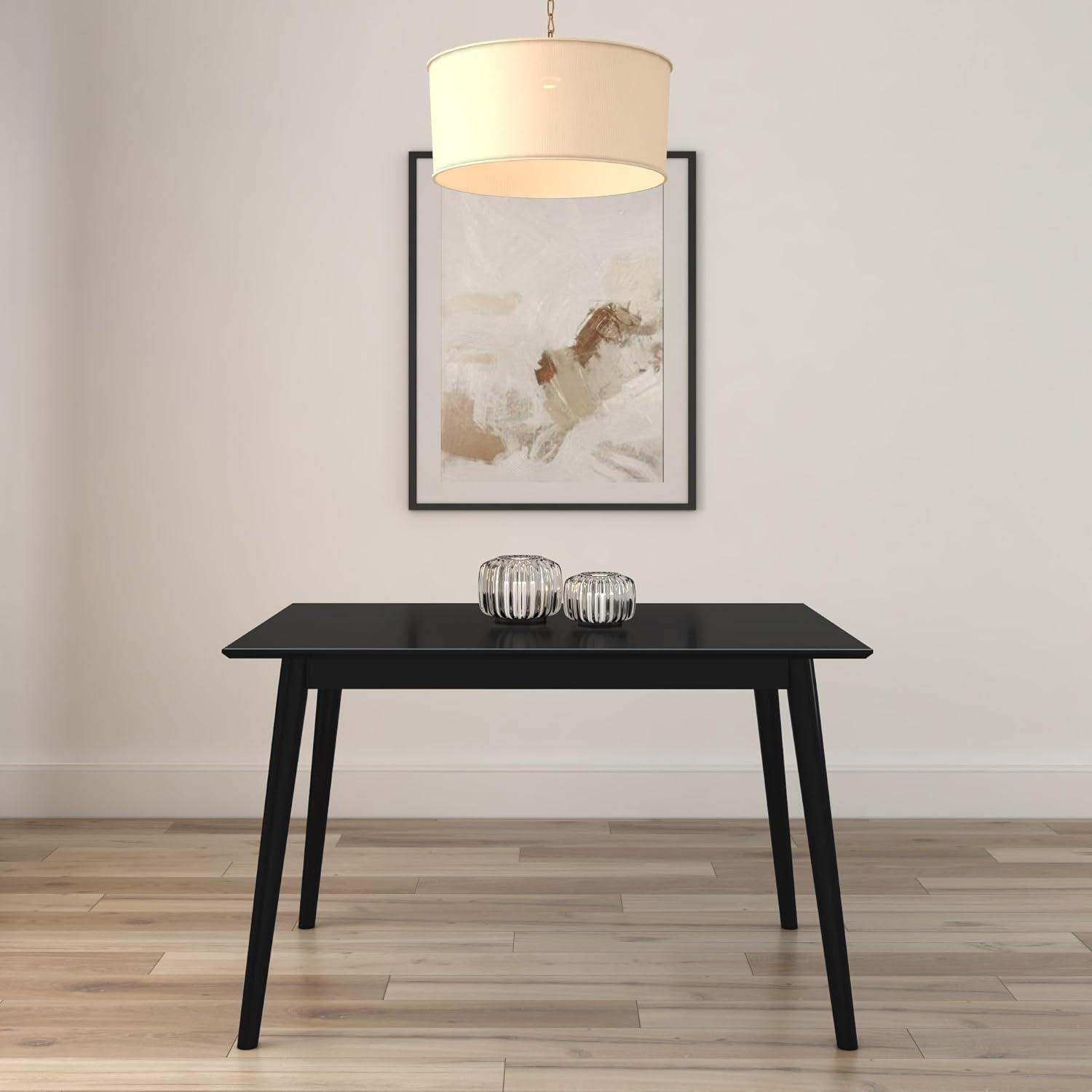 Plank+Beam 48" Mid Century Modern Dining Table, Solid Wood Kitchen & Dining Room Table for 4, Black
