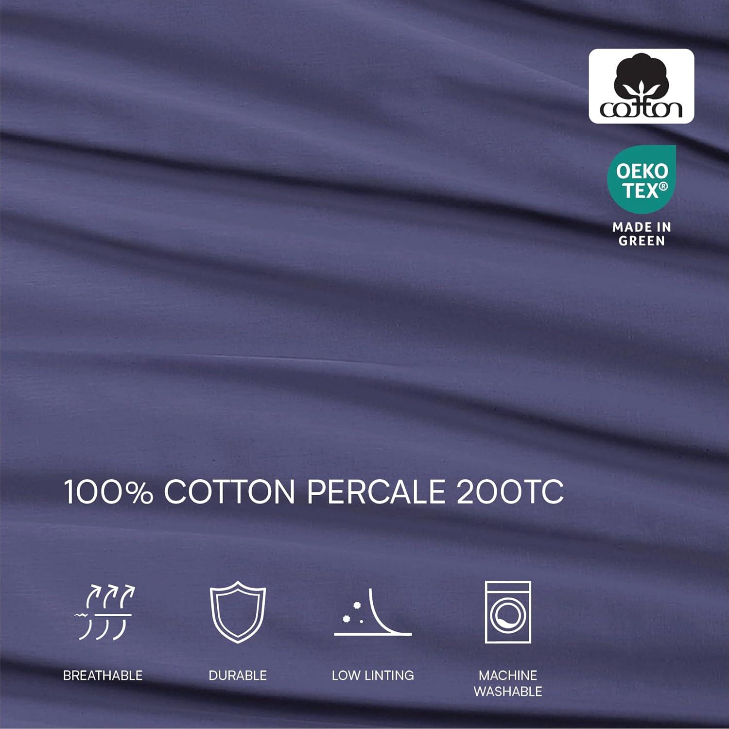 Lacoste Cotton Percale 200 Thread Count 100% Cotton Sheet Set