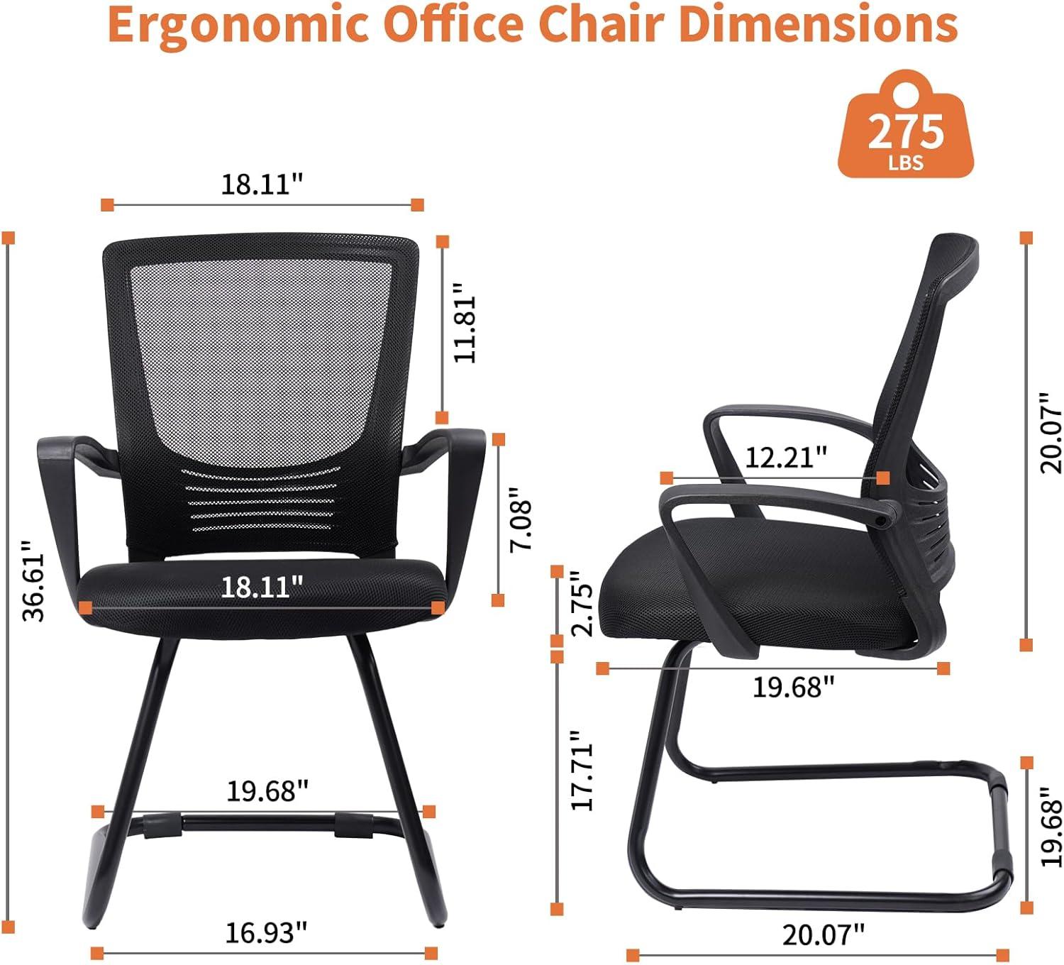 Office Guest Chair with Lumbar Support Mid Back Mesh Space Air Grid Series Reception Conference Room