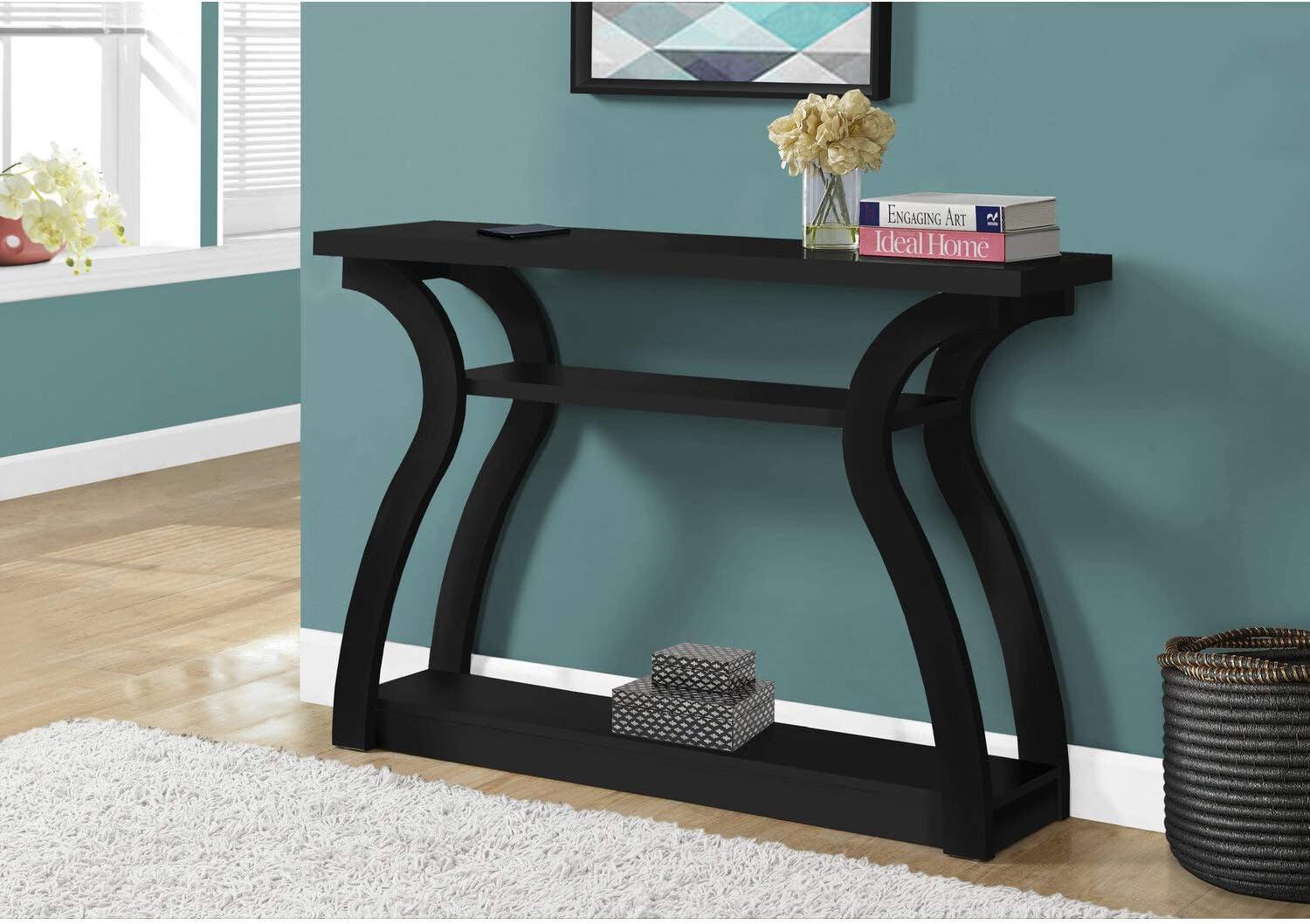 Accent Table Console Entryway Narrow Sofa Bedroom Laminate Black