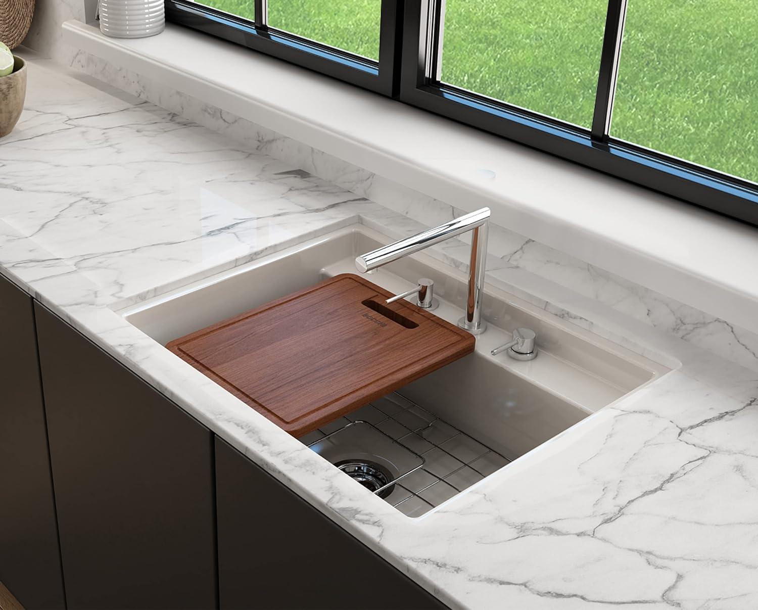 BOCCHI Baveno 27'' L Dual Mount Single Bowl Fireclay Kitchen Sink 1633-001-0127