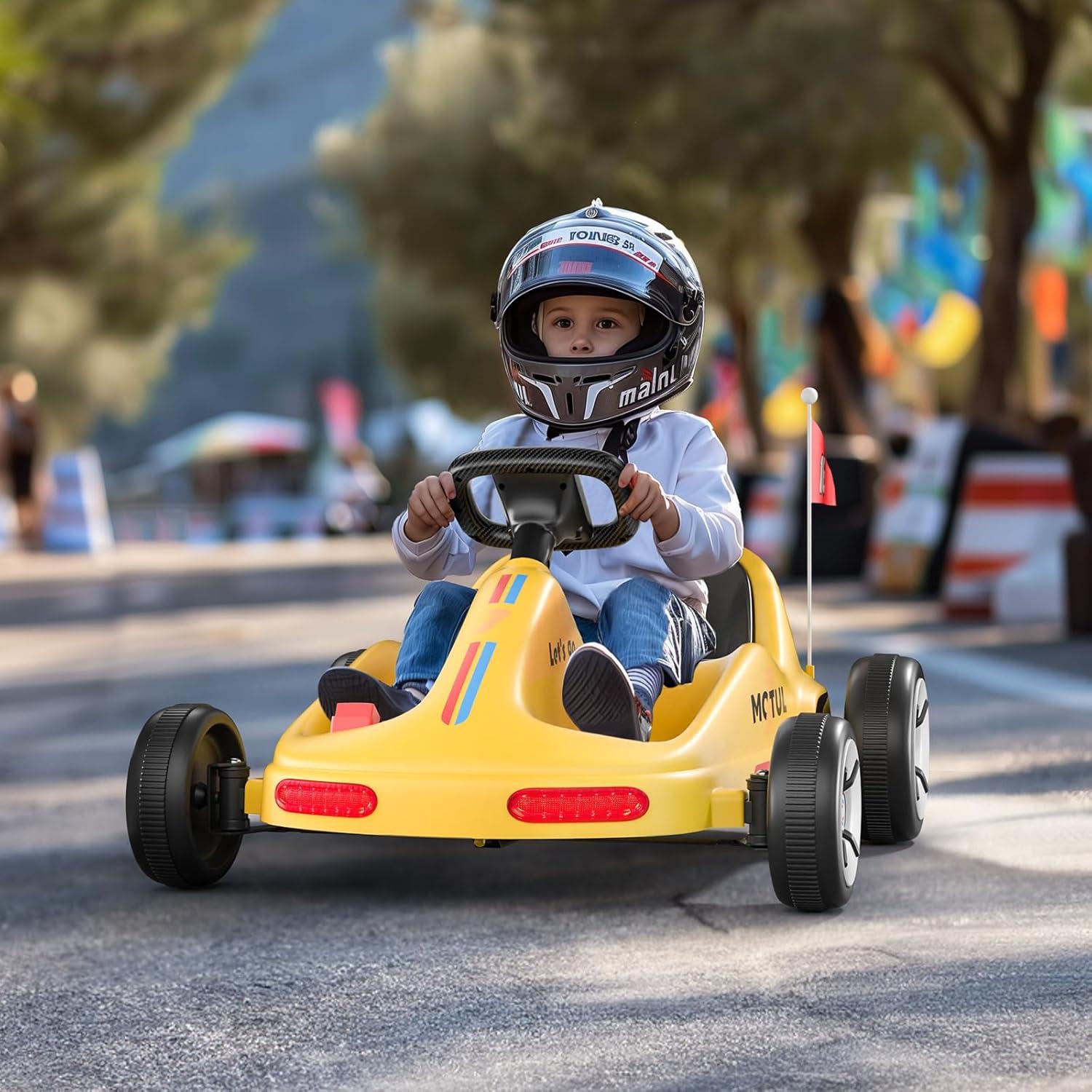 Tobbi 12v Kids Go Kart, Outdoor Battery Powered Ride On Car For Boys And Girls Aged 3-8, Childrens Electronic Toy Go Kart With 2 Speed Modes, Remote Control,bluetooth