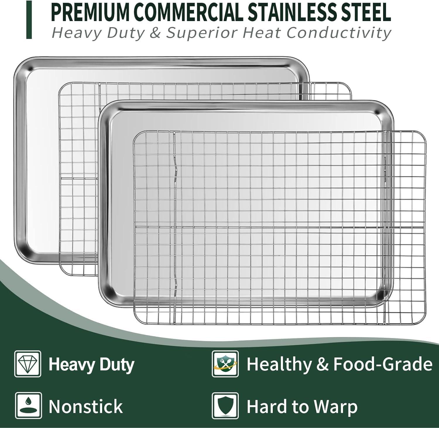 Stainless Steel Quarter Sheet Pan with Cooling Rack Set