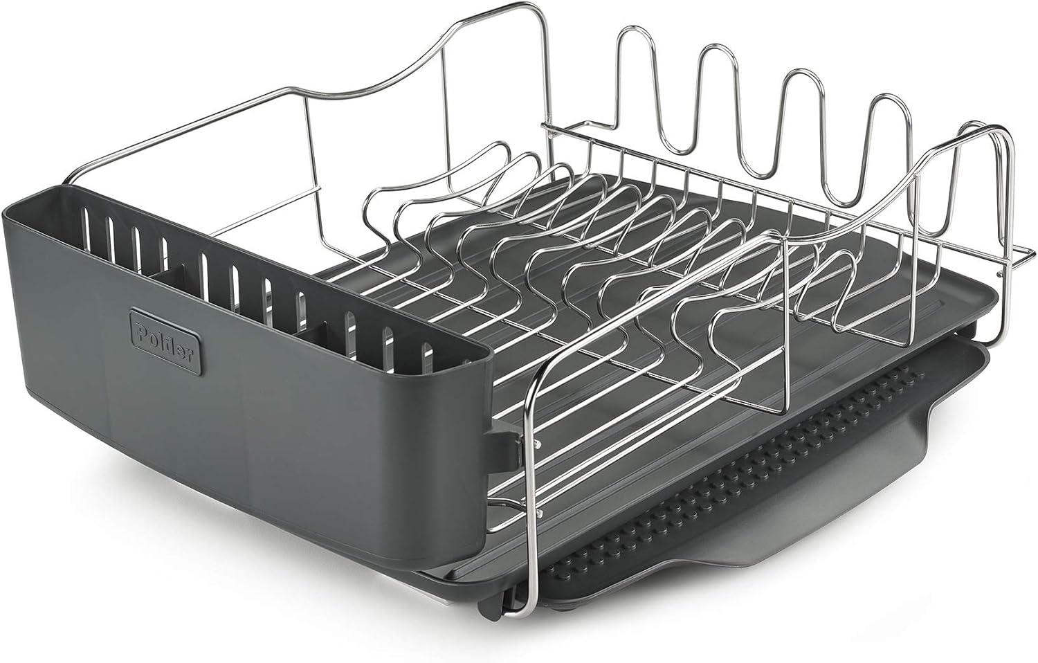 Polder Advantage 4 Piece Dish Rack With Slide Out Drain Tray