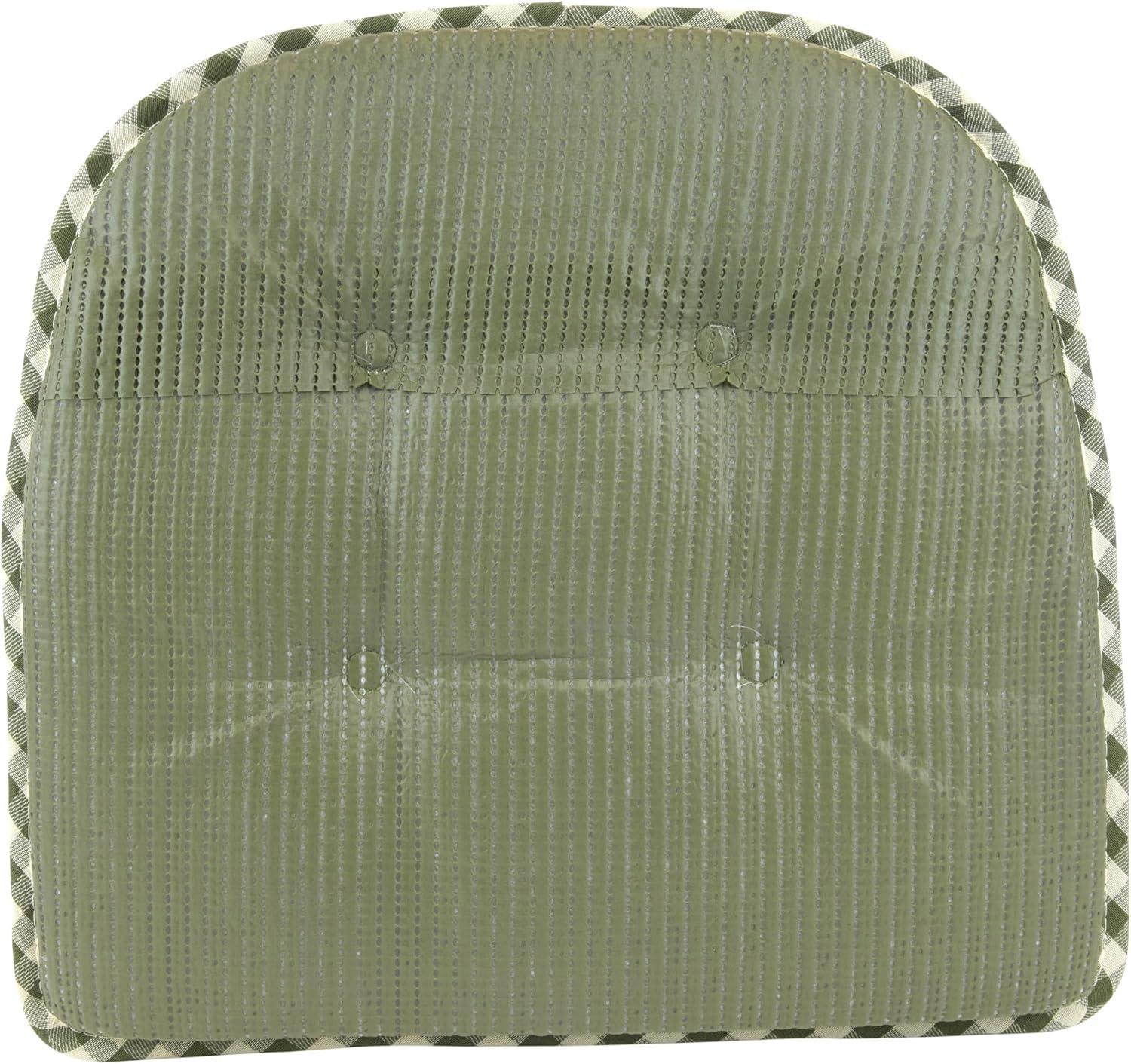 Non-Slip Tufted Chair Cushions for Dining Room, Kitchen and Office Use, U-Shaped Skid-Proof Seat Pad, 15x16 Inches, 4 Pack, Gingham Pine