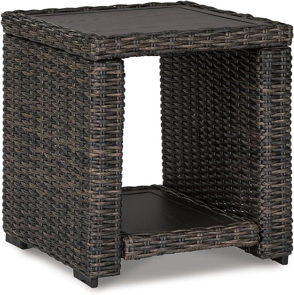 GEROBOOM Grasson Lane Outdoor Rattan Square End Table with   Brown