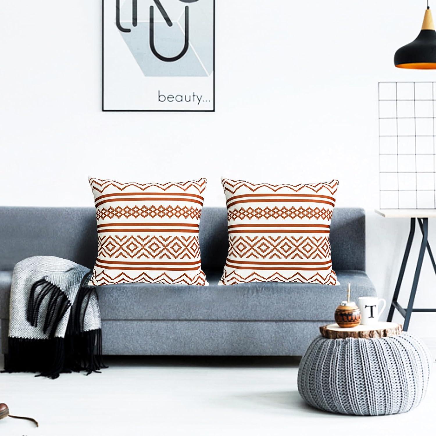 Decorative Throw Pillow Covers Set of 2 Coffee Pillow Covers 16x16 inch Throw Pillow Cases Linen Square Pillow Case,Farmhouse Outdoor Modern Boho Pillow Covers for Couch Sofa Living Room