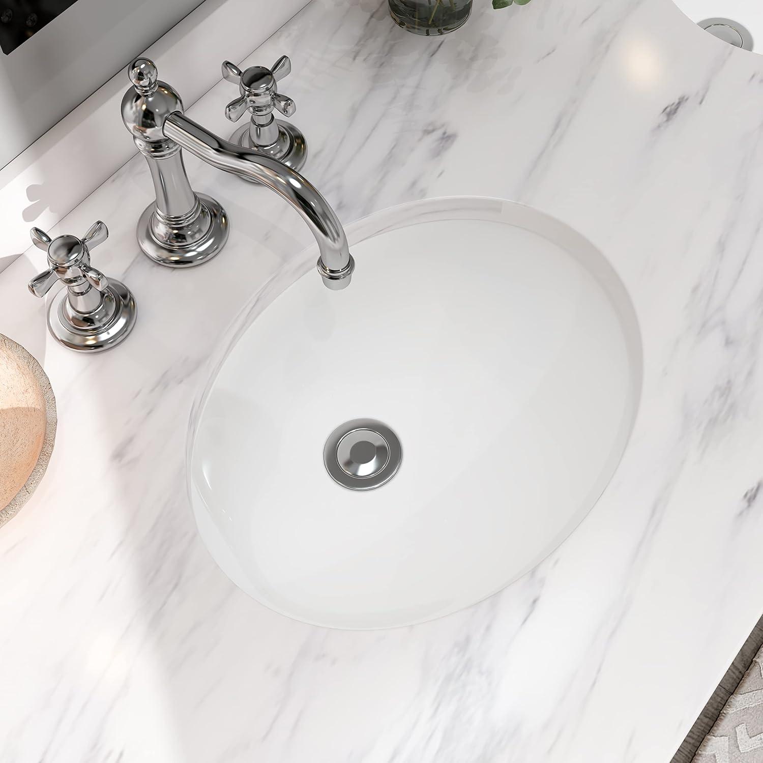 MEJE 13.4'' Glossy Ceramic Oval Bathroom Sink with Overflow